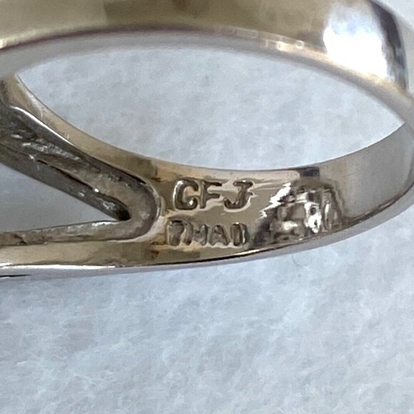 Sterling Silver 925 CFJ Round Moonstone Cabochon Oval Scrollwork Ring Sz 7.75 - Picture 8 of 16